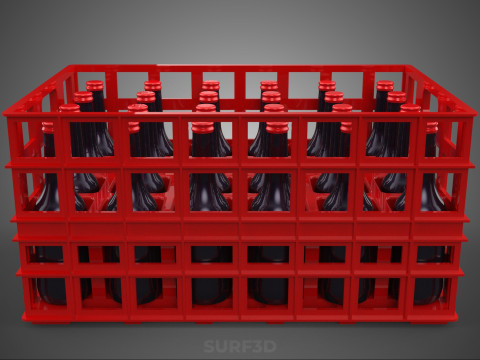 RAK KONTAINER KOTAK PLASTIK PEMBAWA SOFTDRINK BOTOL MERAH Model 3D