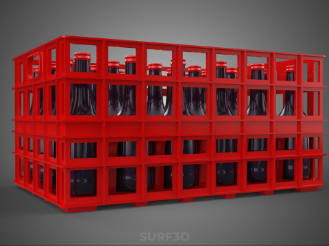 RAK KONTAINER KOTAK PLASTIK PEMBAWA SOFTDRINK BOTOL MERAH Model 3D