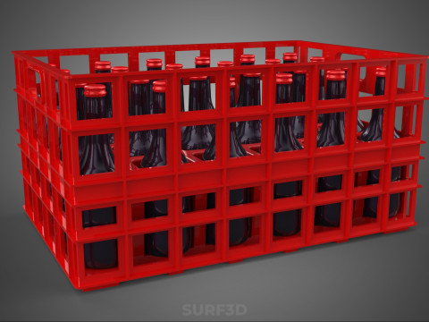 RAK KONTAINER KOTAK PLASTIK PEMBAWA SOFTDRINK BOTOL MERAH Model 3D