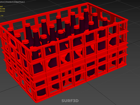 RAK KONTAINER KOTAK PLASTIK PEMBAWA SOFTDRINK BOTOL MERAH Model 3D