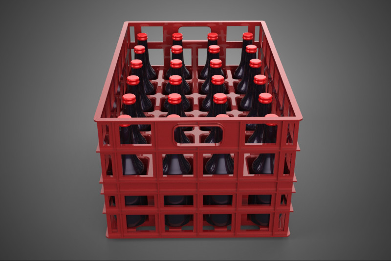 赤いソフトドリンクボトルキャリアプラスチック木箱ボックスコンテナラック 3Dモデル .c4d .max .obj .3ds .fbx .stl .blend 