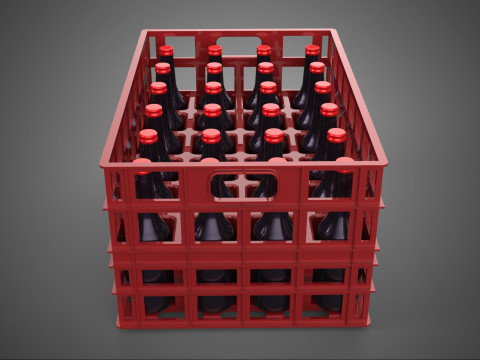 ROTER SOFTDRINK-FLASCHENTRÄGER AUS KUNSTSTOFFKISTEN-BOX-CONTAINER-RACK 3D Modell