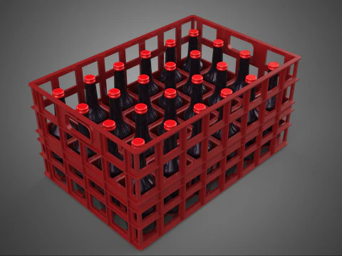 RED SOFT DRINK BOTTLE CARRIER PLASTIC CRATE BOX CONTAINER RACK 3D Model
