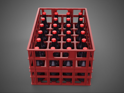 赤いソフトドリンクボトルキャリアプラスチック木箱ボックスコンテナラック 3Dモデル