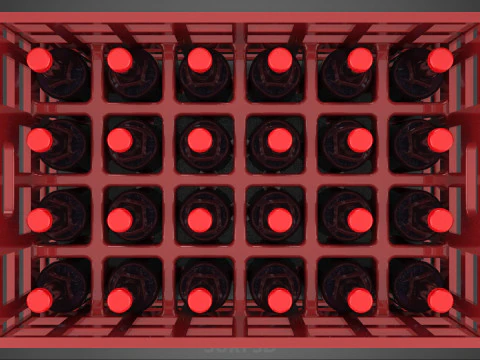 RED SOFT DRINK BOTTLE CARRIER PLASTIC CRATE BOX CONTAINER RACK 3D Model