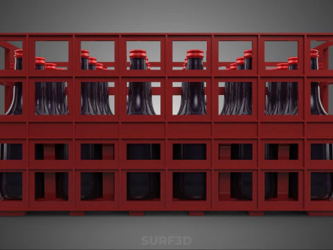 RED SOFT DRINK BOTTLE CARRIER PLASTIC CRATE BOX CONTAINER RACK 3D Model