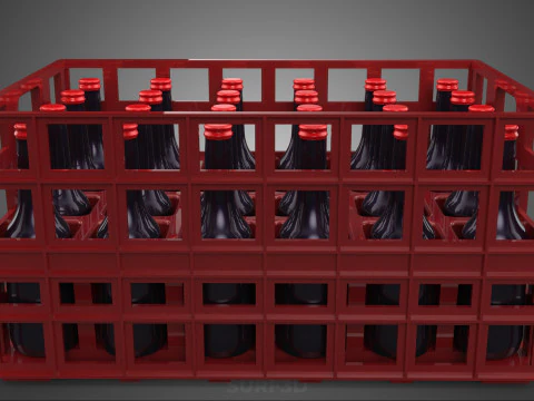 RED SOFT DRINK BOTTLE CARRIER PLASTIC CRATE BOX CONTAINER RACK 3D Model