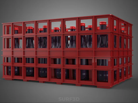 RED SOFT DRINK BOTTLE CARRIER PLASTIC CRATE BOX CONTAINER RACK 3D Model