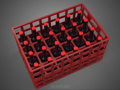 RED SOFT DRINK BOTTLE CARRIER PLASTIC CRATE BOX CONTAINER RACK 3D Model