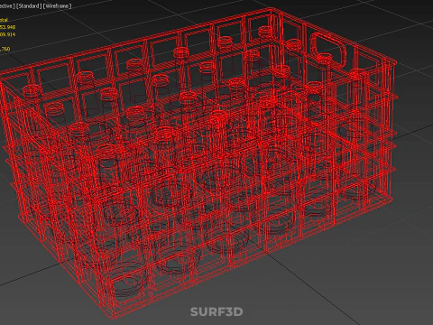RED SOFT DRINK BOTTLE CARRIER PLASTIC CRATE BOX CONTAINER RACK 3D Model