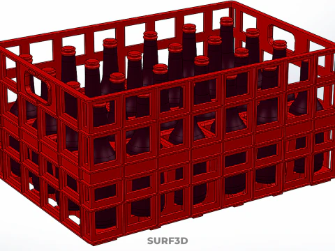 RED SOFT DRINK BOTTLE CARRIER PLASTIC CRATE BOX CONTAINER RACK 3D Model