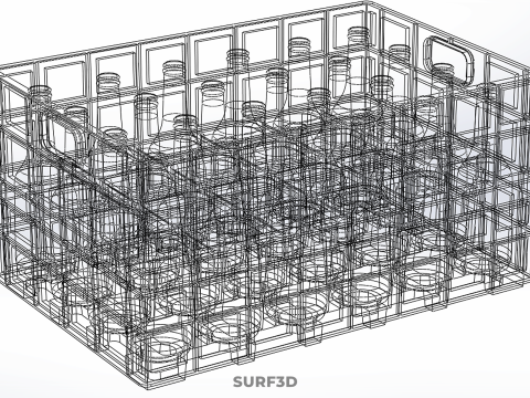 赤いソフトドリンクボトルキャリアプラスチック木箱ボックスコンテナラック 3Dモデル