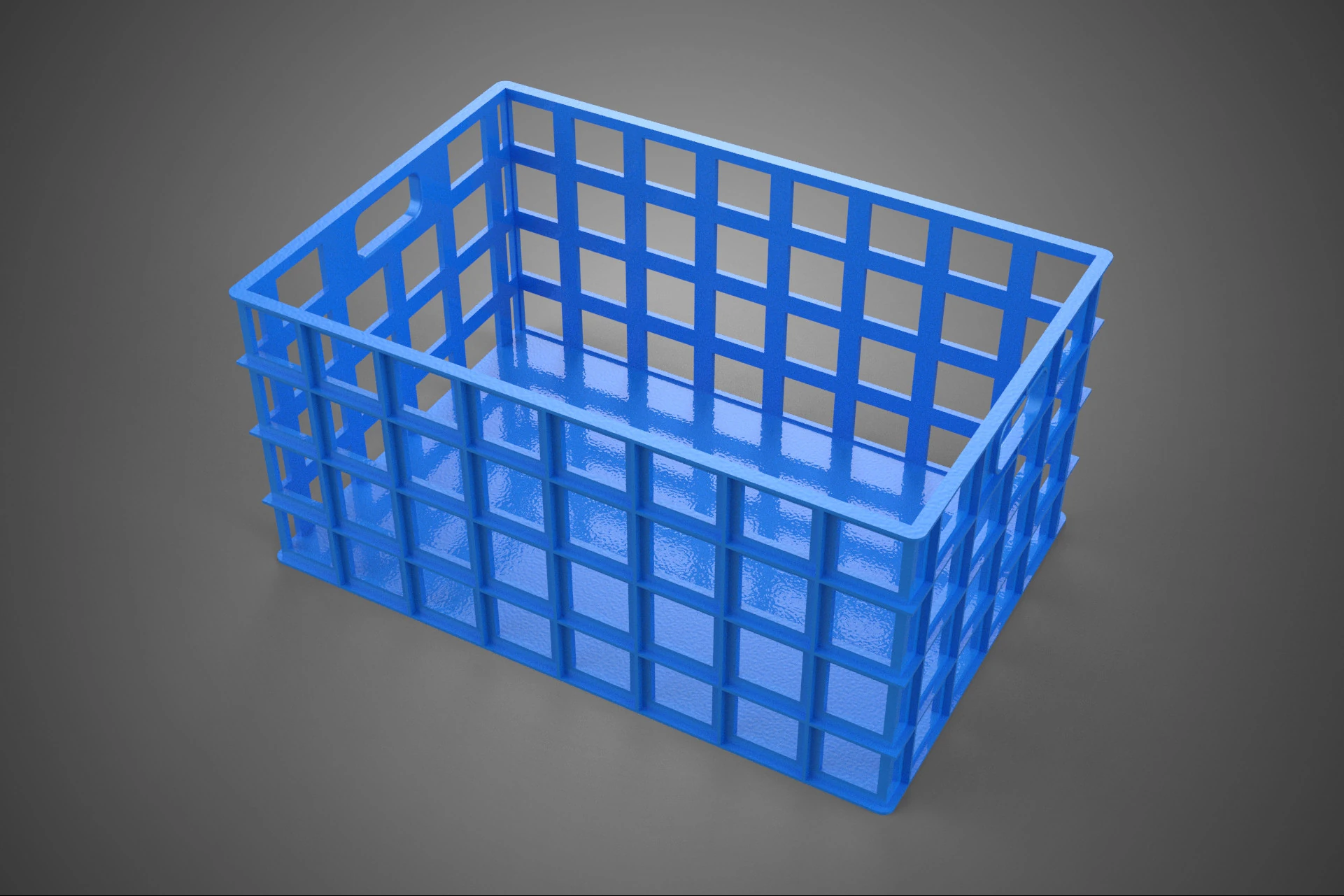 STANDARD RECTANGULAR BLUE PLASTIC BASKET CRATE BOX HANDHOLD TRAY 3D Model .c4d .max .obj .3ds .fbx .stl .blend