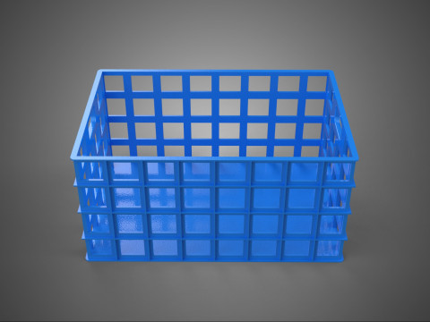 BAKI PEGANGAN KOTAK KERANJANG PLASTIK BIRU PERSEGI PANJANG STANDAR Model 3D