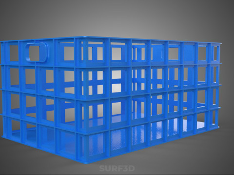 BAKI PEGANGAN KOTAK KERANJANG PLASTIK BIRU PERSEGI PANJANG STANDAR Model 3D