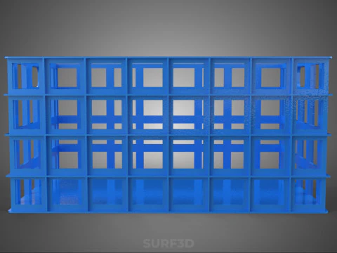 STANDARD RECTANGULAR BLUE PLASTIC BASKET CRATE BOX HANDHOLD TRAY 3D Model