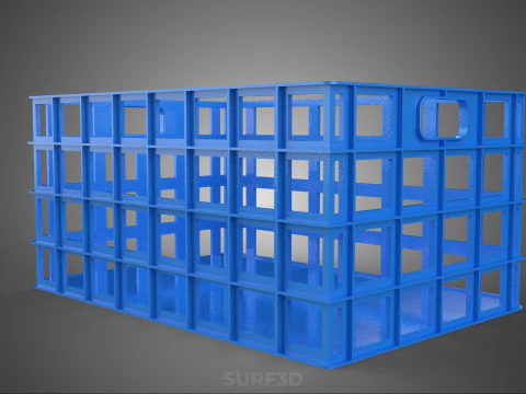 STANDARD RECTANGULAR BLUE PLASTIC BASKET CRATE BOX HANDHOLD TRAY 3D Model
