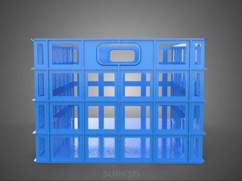 STANDARD RECTANGULAR BLUE PLASTIC BASKET CRATE BOX HANDHOLD TRAY 3D Model
