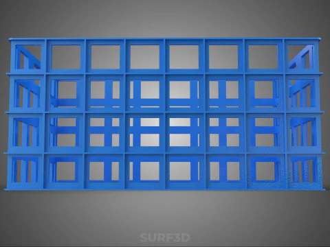 STANDARD RECTANGULAR BLUE PLASTIC BASKET CRATE BOX HANDHOLD TRAY 3D Model