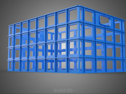 STANDARD RECTANGULAR BLUE PLASTIC BASKET CRATE BOX HANDHOLD TRAY 3D Model