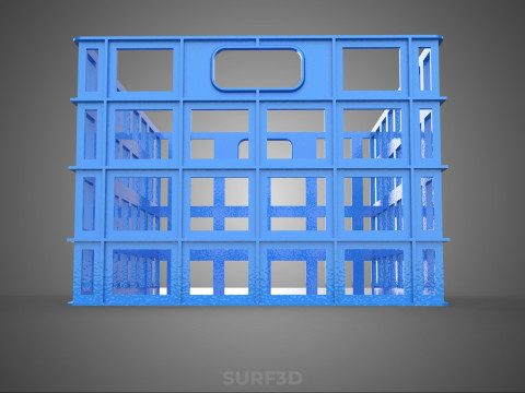 BAKI PEGANGAN KOTAK KERANJANG PLASTIK BIRU PERSEGI PANJANG STANDAR Model 3D