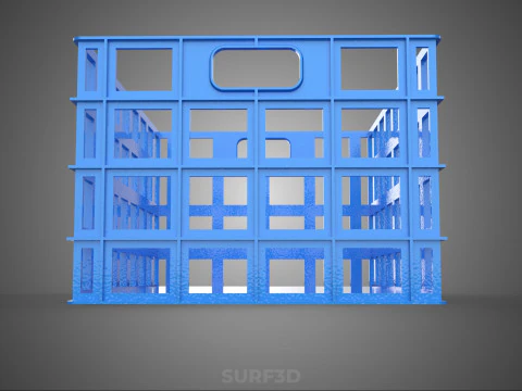 STANDARD RECTANGULAR BLUE PLASTIC BASKET CRATE BOX HANDHOLD TRAY 3D Model