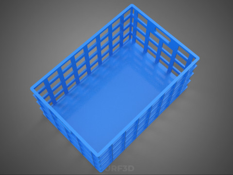 BAKI PEGANGAN KOTAK KERANJANG PLASTIK BIRU PERSEGI PANJANG STANDAR Model 3D