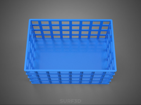 BAKI PEGANGAN KOTAK KERANJANG PLASTIK BIRU PERSEGI PANJANG STANDAR Model 3D