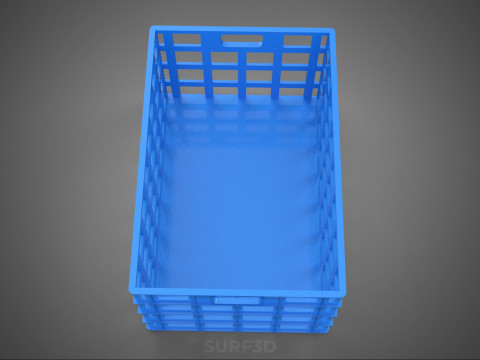 BAKI PEGANGAN KOTAK KERANJANG PLASTIK BIRU PERSEGI PANJANG STANDAR Model 3D