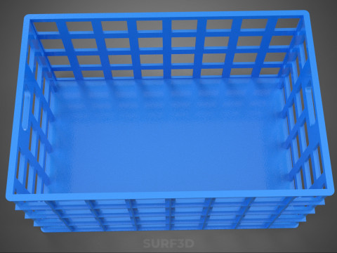 BAKI PEGANGAN KOTAK KERANJANG PLASTIK BIRU PERSEGI PANJANG STANDAR Model 3D