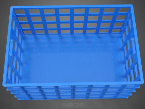 STANDARD RECTANGULAR BLUE PLASTIC BASKET CRATE BOX HANDHOLD TRAY 3D Model