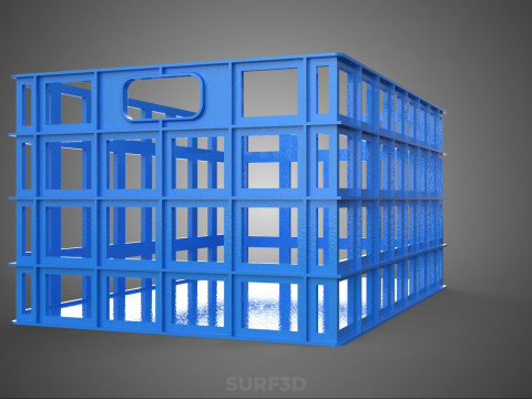 BAKI PEGANGAN KOTAK KERANJANG PLASTIK BIRU PERSEGI PANJANG STANDAR Model 3D