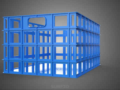 STANDARD RECTANGULAR BLUE PLASTIC BASKET CRATE BOX HANDHOLD TRAY 3D Model