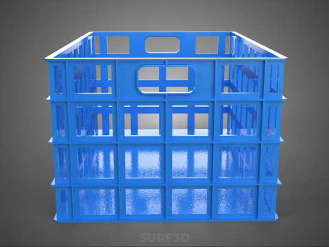 BAKI PEGANGAN KOTAK KERANJANG PLASTIK BIRU PERSEGI PANJANG STANDAR Model 3D