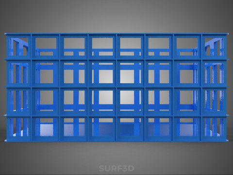 BAKI PEGANGAN KOTAK KERANJANG PLASTIK BIRU PERSEGI PANJANG STANDAR Model 3D