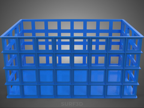 BAKI PEGANGAN KOTAK KERANJANG PLASTIK BIRU PERSEGI PANJANG STANDAR Model 3D