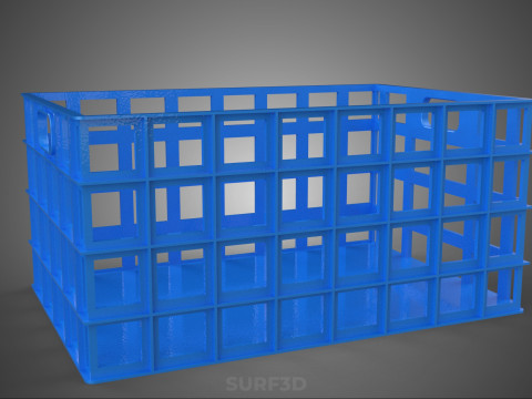 BAKI PEGANGAN KOTAK KERANJANG PLASTIK BIRU PERSEGI PANJANG STANDAR Model 3D