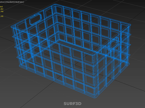 BAKI PEGANGAN KOTAK KERANJANG PLASTIK BIRU PERSEGI PANJANG STANDAR Model 3D
