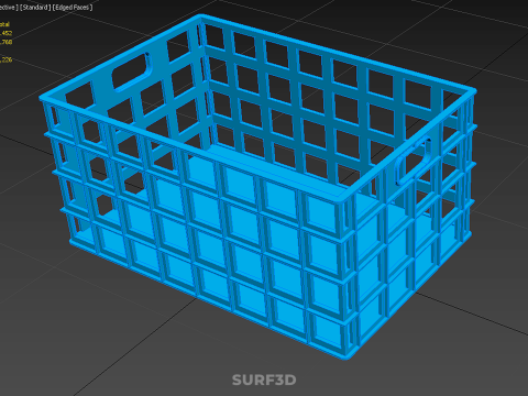 BAKI PEGANGAN KOTAK KERANJANG PLASTIK BIRU PERSEGI PANJANG STANDAR Model 3D