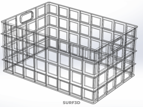 BAKI PEGANGAN KOTAK KERANJANG PLASTIK BIRU PERSEGI PANJANG STANDAR Model 3D