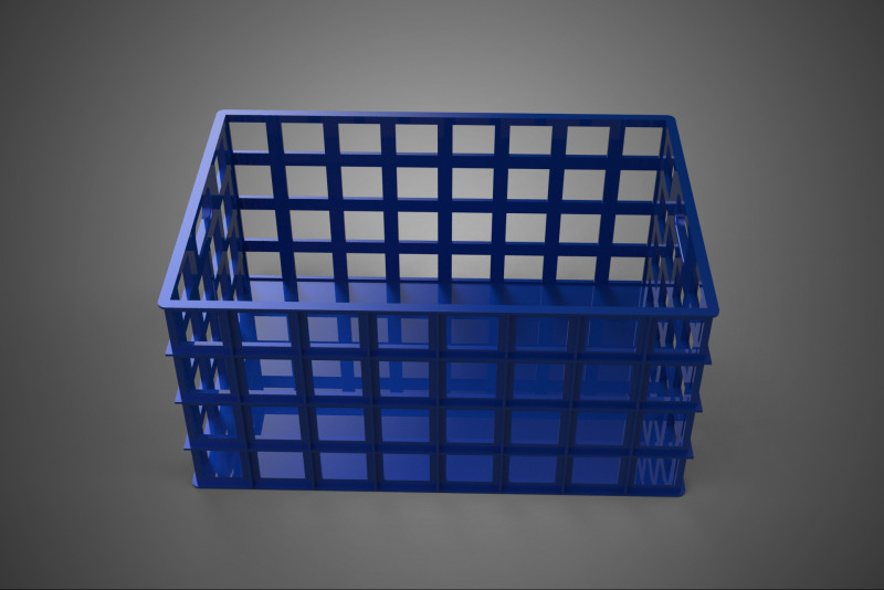 NIEBIESKI PLASTIKOWY KOSZ SKRZYNKA TACA NA PRANIE PRZECHOWYWANIE BRUDNYCH UBRAŃ Model 3D .c4d .max .obj .3ds .fbx .stl .blend 