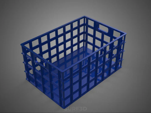 BLUE PLASTIC BASKET CRATE BOX TRAY LAUNDRY DIRTY CLOTHES STORAGE 3D Model