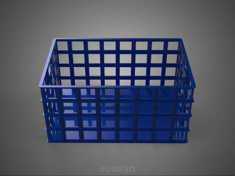 BLUE PLASTIC BASKET CRATE BOX TRAY LAUNDRY DIRTY CLOTHES STORAGE 3D Model