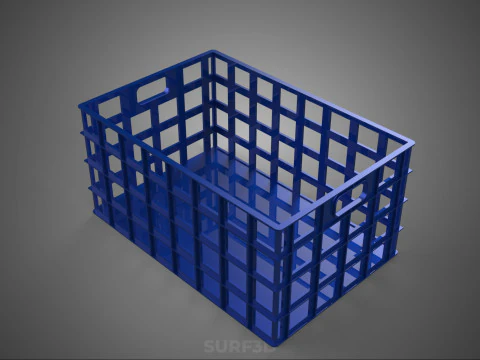 BLUE PLASTIC BASKET CRATE BOX TRAY LAUNDRY DIRTY CLOTHES STORAGE 3D Model