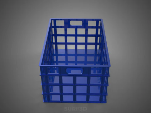 BLUE PLASTIC BASKET CRATE BOX TRAY LAUNDRY DIRTY CLOTHES STORAGE 3D Model