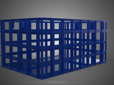 NIEBIESKI PLASTIKOWY KOSZ SKRZYNKA TACA NA PRANIE PRZECHOWYWANIE BRUDNYCH UBRAŃ Model 3D