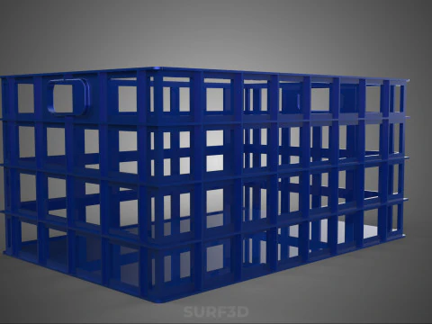 BLUE PLASTIC BASKET CRATE BOX TRAY LAUNDRY DIRTY CLOTHES STORAGE 3D Model