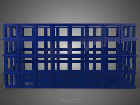 NIEBIESKI PLASTIKOWY KOSZ SKRZYNKA TACA NA PRANIE PRZECHOWYWANIE BRUDNYCH UBRAŃ Model 3D