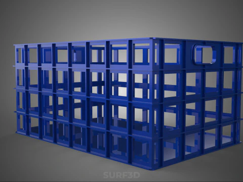 BLUE PLASTIC BASKET CRATE BOX TRAY LAUNDRY DIRTY CLOTHES STORAGE 3D Model