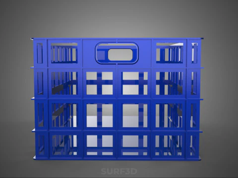 BLUE PLASTIC BASKET CRATE BOX TRAY LAUNDRY DIRTY CLOTHES STORAGE 3D Model